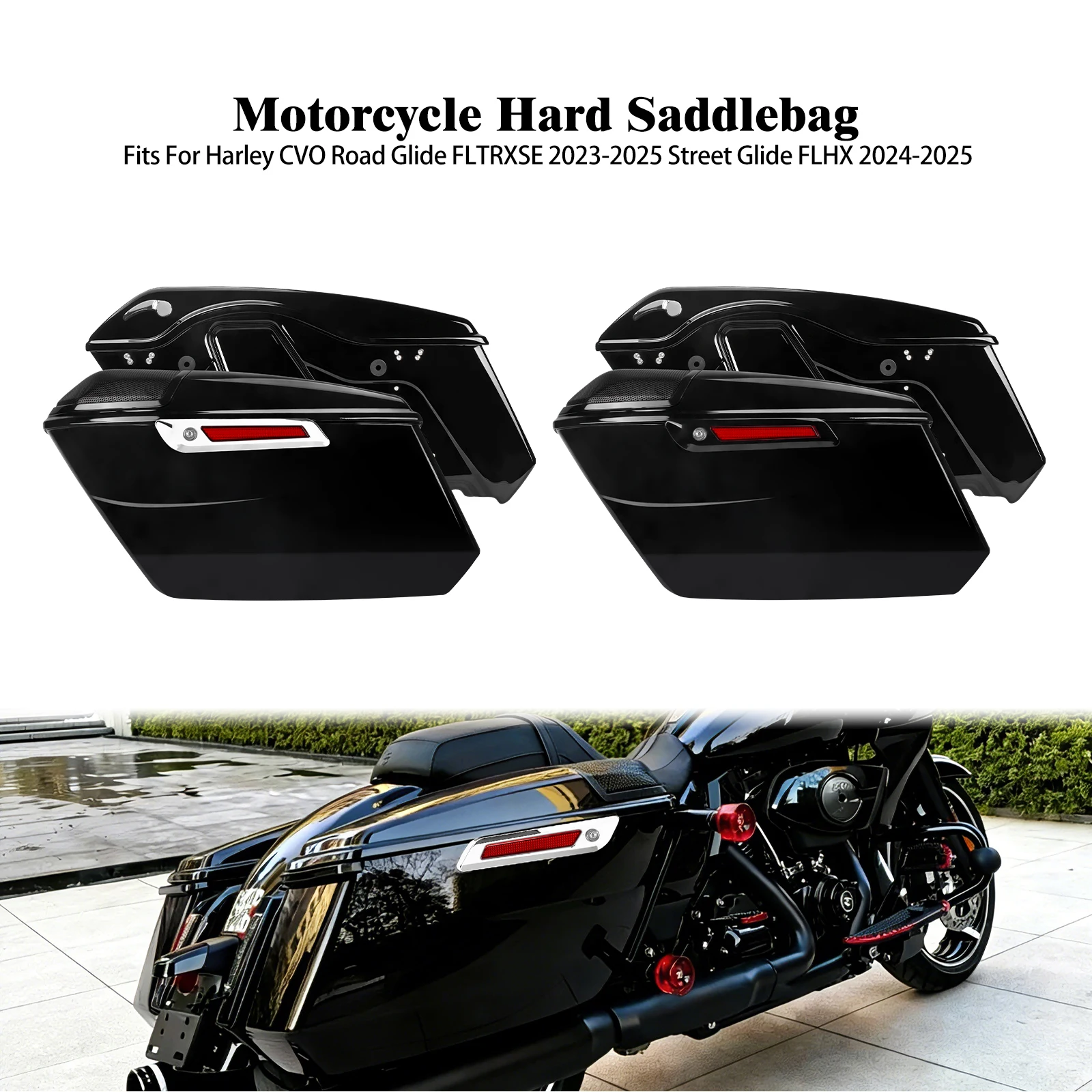 

Motorcycle Rear Side Hard Saddlebags For Harley Touring Street Glide FLHX 24-25 CVO Road Glide FLTRXSE 23-25 Trunk Luggage Bags