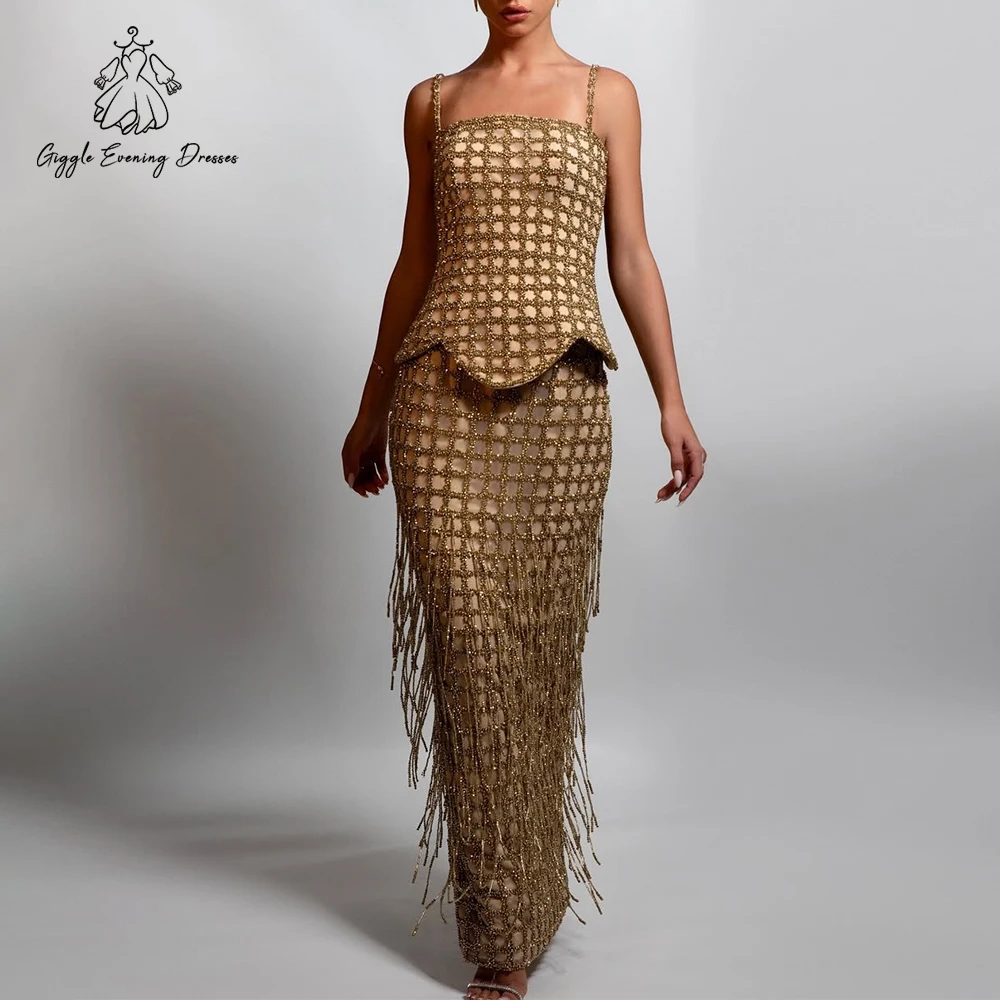 Giggle Luxury Hand-woven Crystal Diamond Evening Dresses Rope Hollow Tassel Sexy Female Vacation Party Dresses Customized