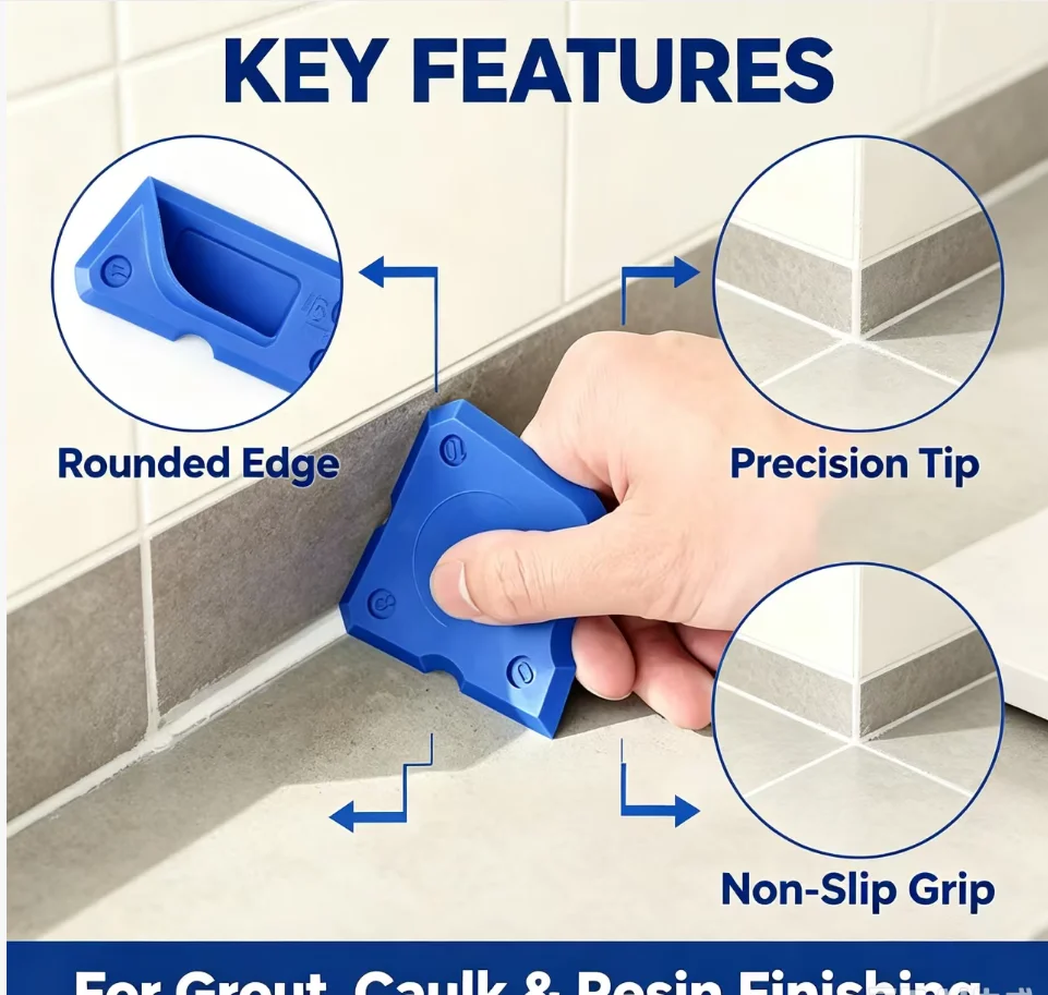4-Piece Silicone Caulking Tool Set - Versatile, Easy Clean-up, & Professional Sealant Spreading