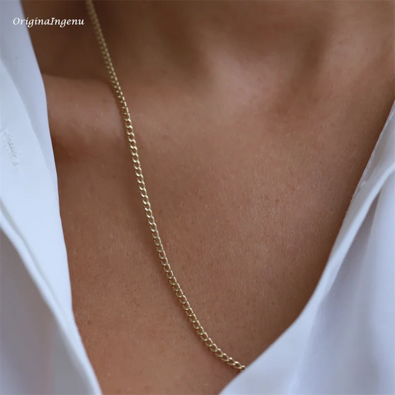 14K Gold Filled Curb Chain Necklace Boho Choker Dainty Chain Necklace Minimalist Jewelry Tarnish Resistant Chain Necklace