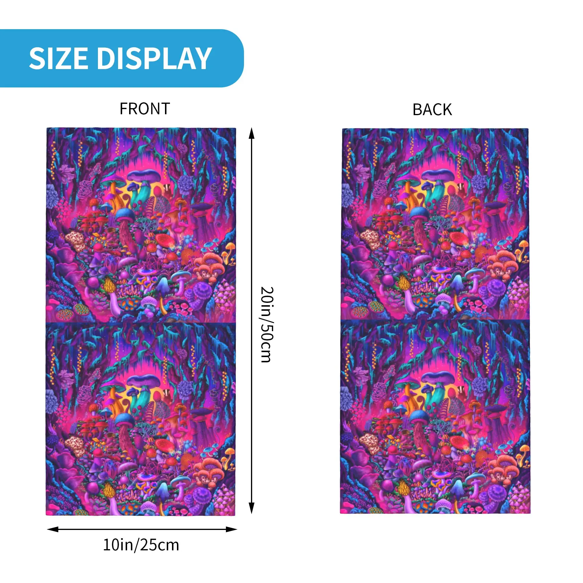 Psychedelic Trippy Magic Rainbow Mushroom Mysterious Boho Bandana Neck Warmer Women Winter Ski Hiking Scarf Gaiter  Face Cover