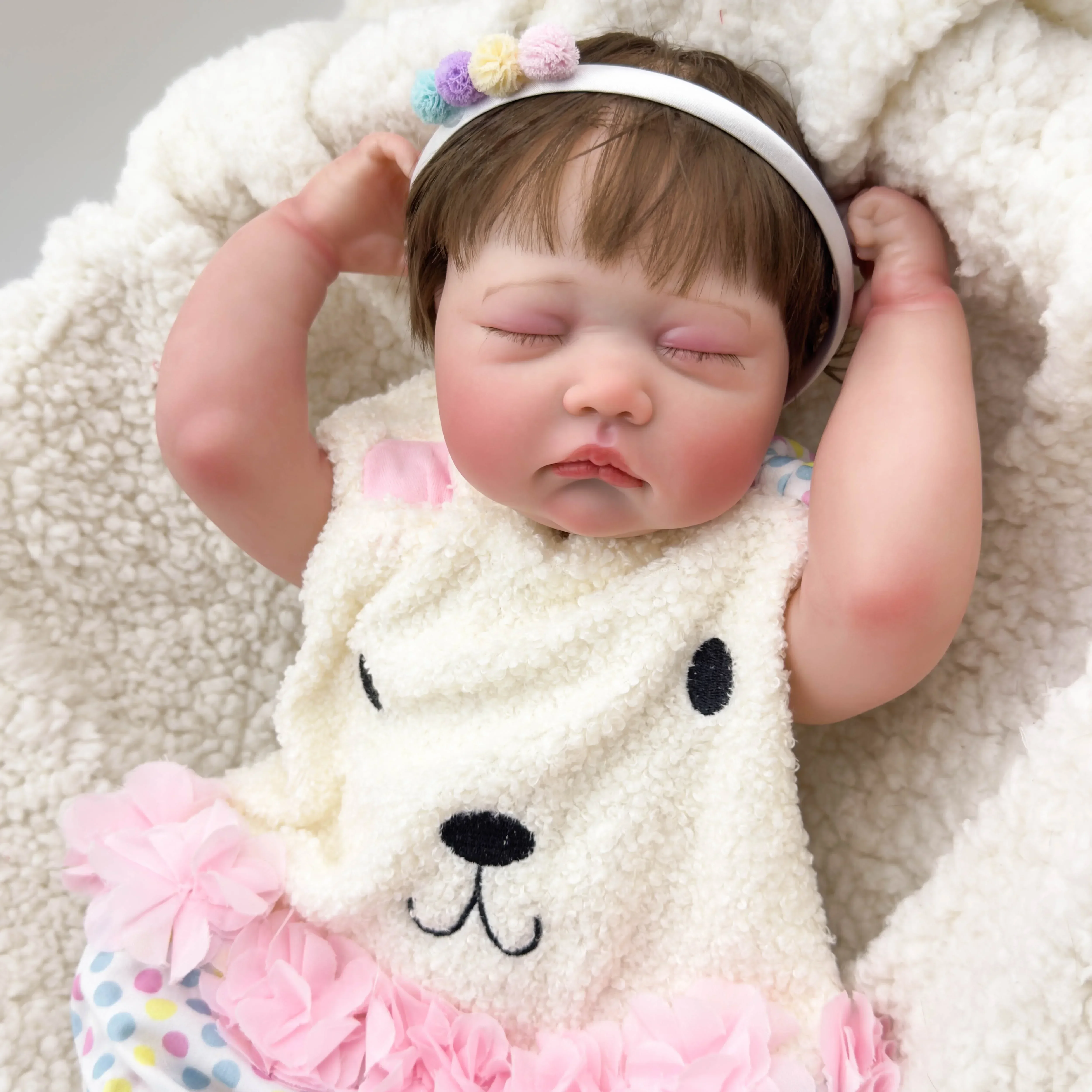 

19inch Full vinyl Girl body Newborn Baby Reborn Doll with 3D Skin Multiple Layers Painting with Visible Veins Soft Touch Doll