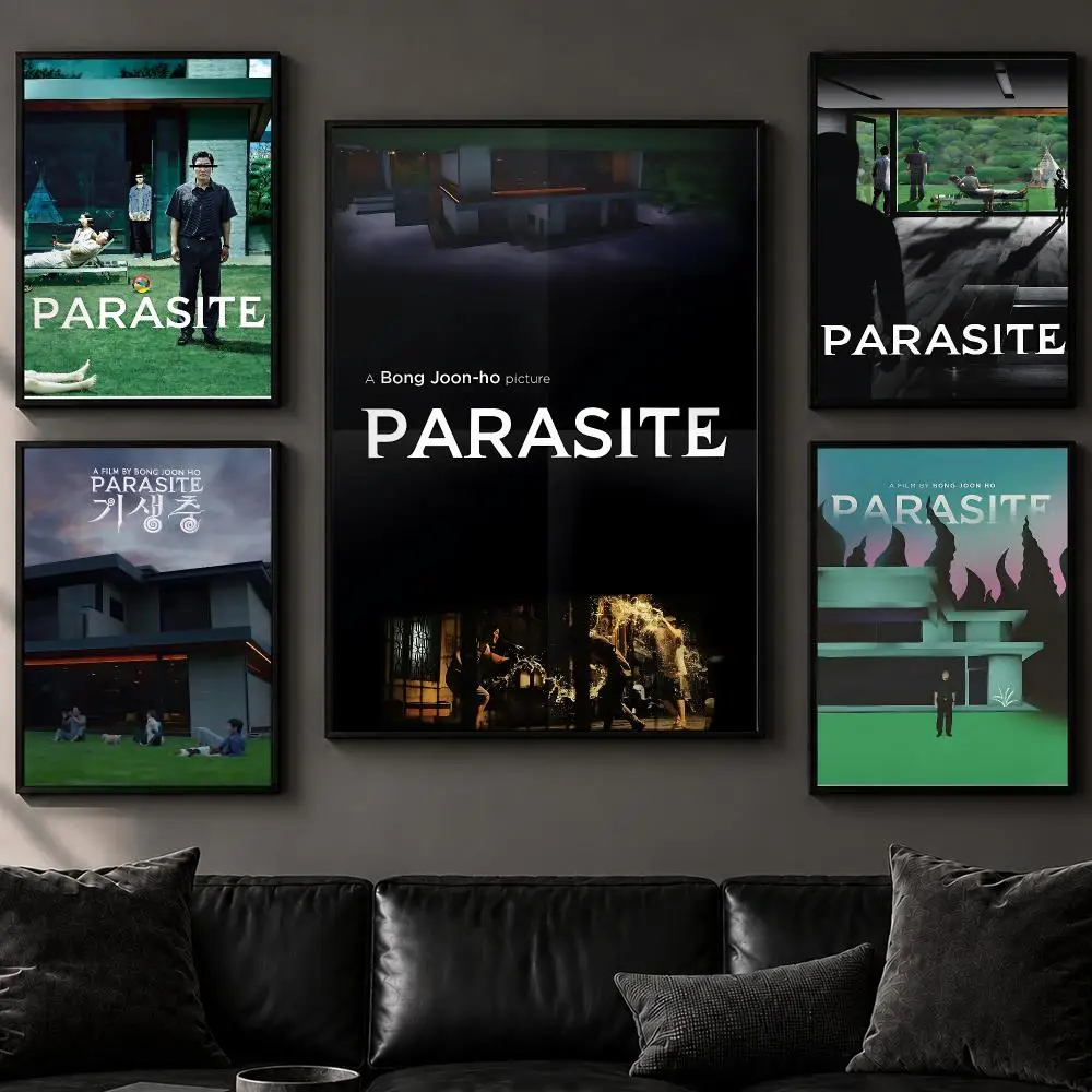 Movie P-ParasiteS Poster Art  Self-Adhesive No Glue Residue Wall Decor for Bedroom Living Room