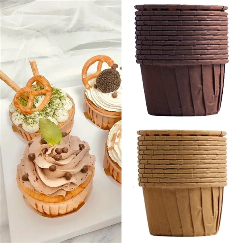 50 Pcs Cupcake Cases Muffin Souffle Cake Baking Cups Paper Muffins Mould Decorating Cases For Weddings Birthdays Christmas