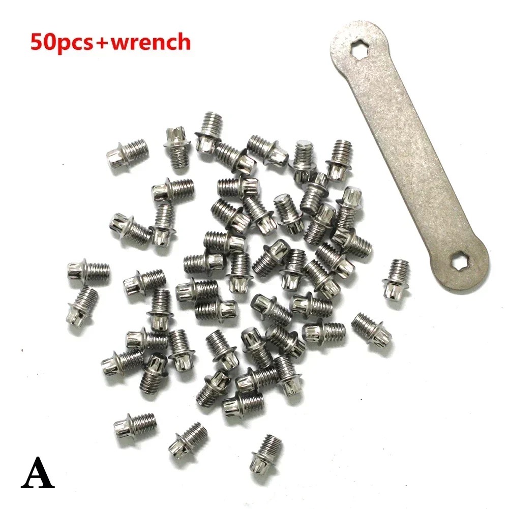 Pedal Pins Make Cycling More Comfortable with 50pcs Bicycle Replacement Pedal Pins & Wrench for Enhanced Foot Stability