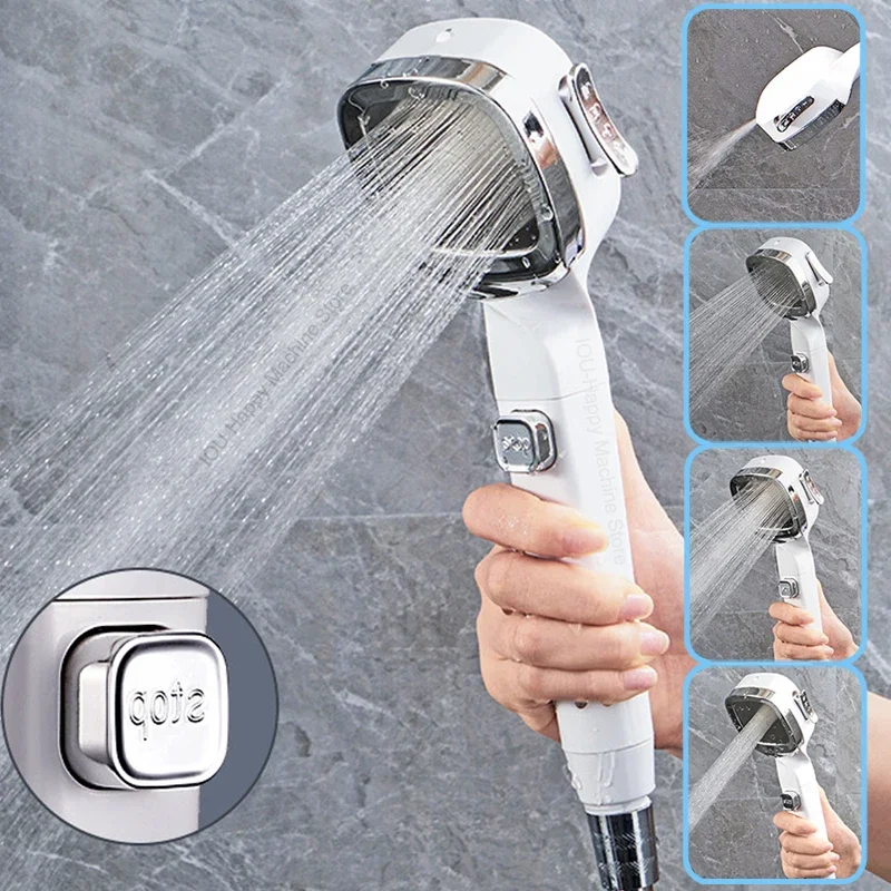 Water Saving Shower Head 4 Mode High Pressure Massage Eco Bathroom Accessory