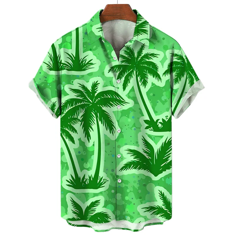 Chemise de plage hawaïenne décontractée pour hommes, impression de plantes tropicales 3D, vêtements d'été respirants, mode Harajuku, chemise de vacances