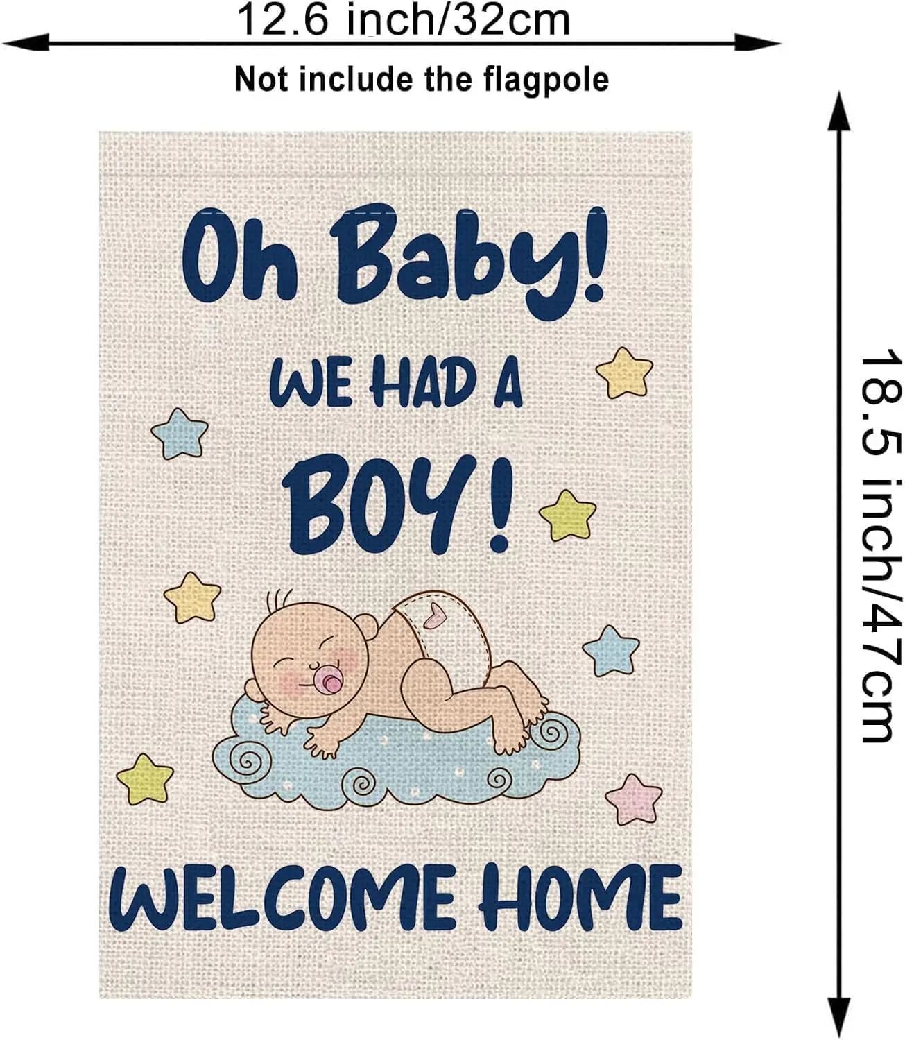 Garden Flag Welcome Baby Boy Vertical Doubled Sided Burlap Flag for Home Yard Outdoor Decor Gift 12.5x18 Inch YYD EEZ