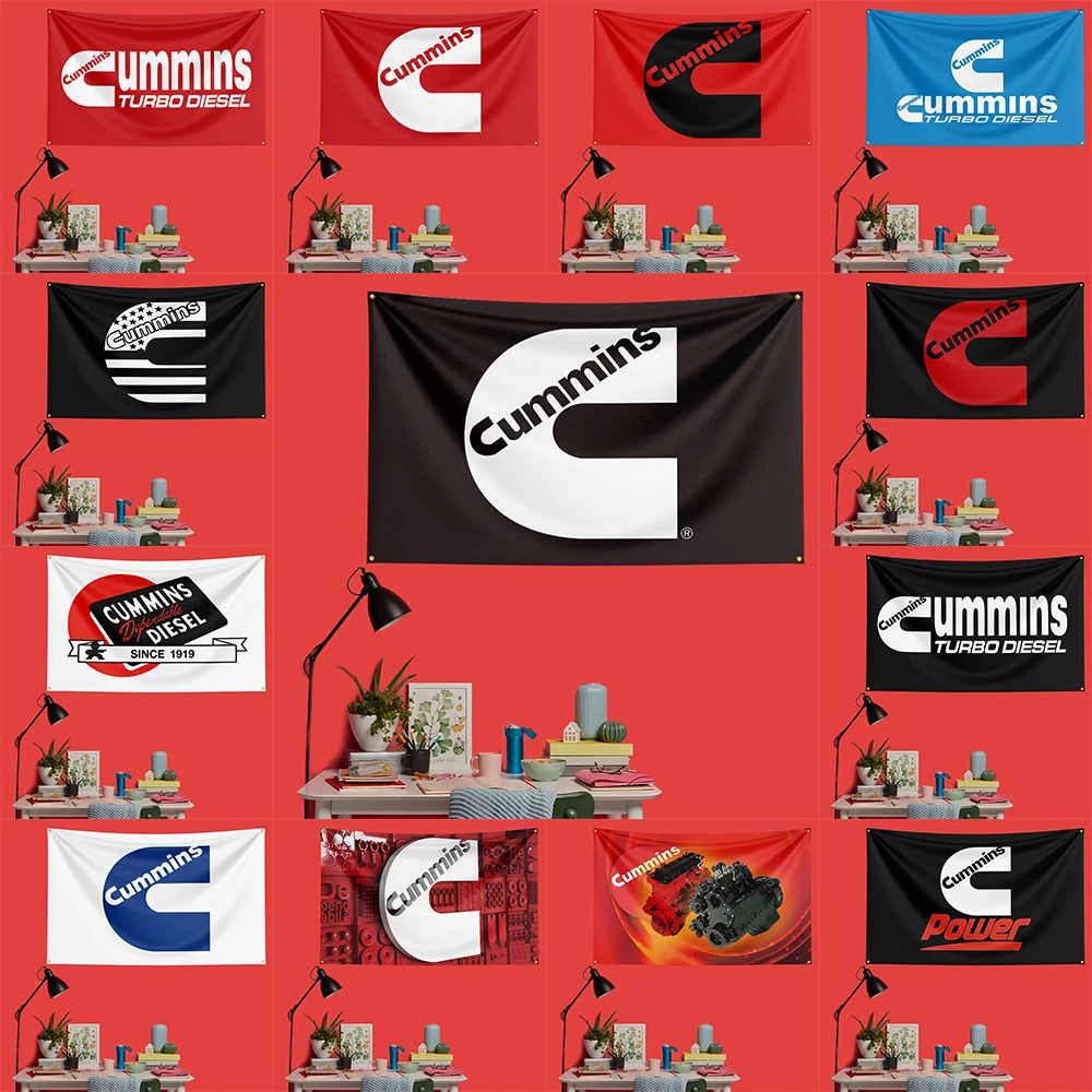 Cummins Engine Flag   Polyester Garage Wall Decor Banner For Truck Fans