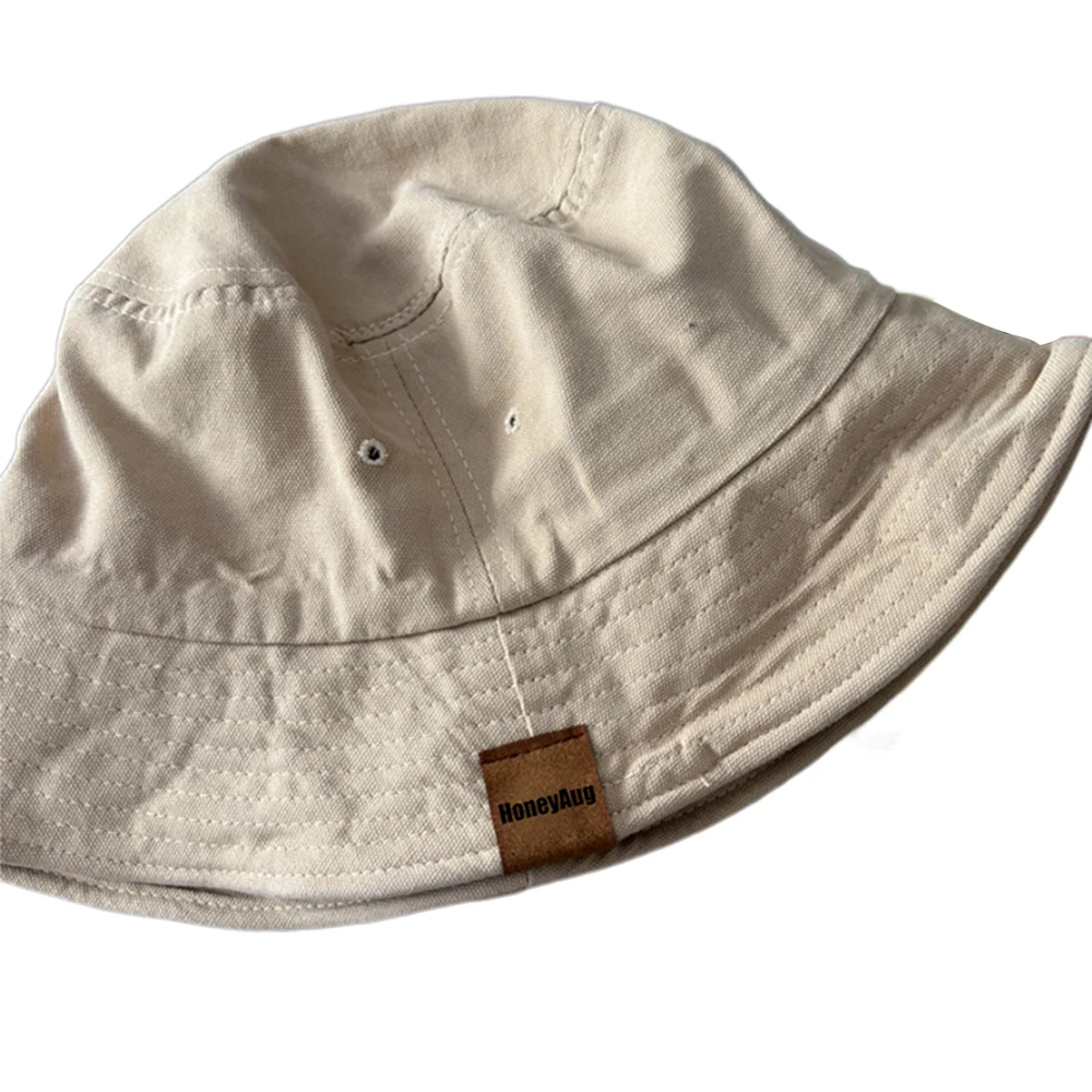 HoneyAug Bucket hats, Unisex Cotton Packable Bucket Hat Sun Hat Plain Colors for Men Women,Beige