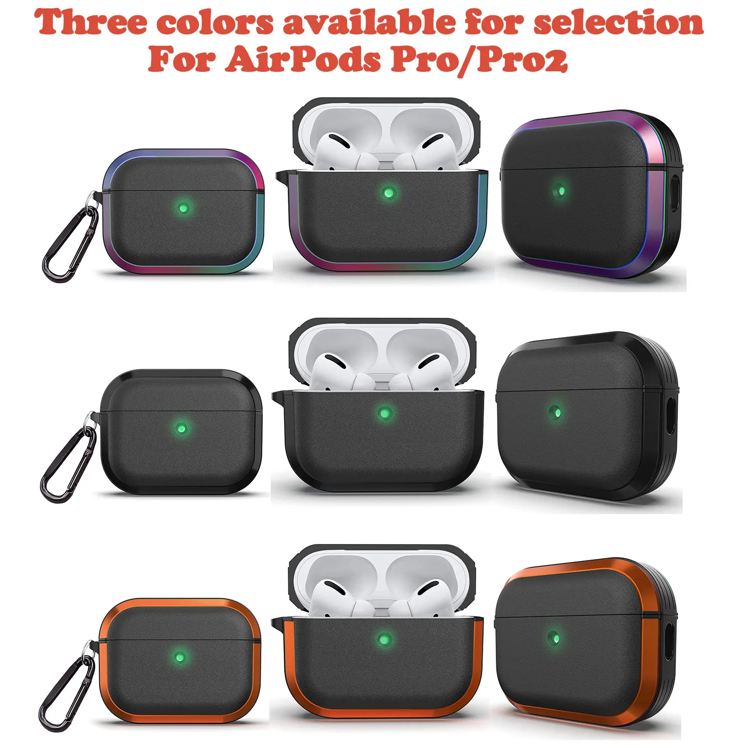 

Алюминиевый противоударный чехол для наушников AirPods Pro/AirPods Pro2, прочный защитный чехол + брелок