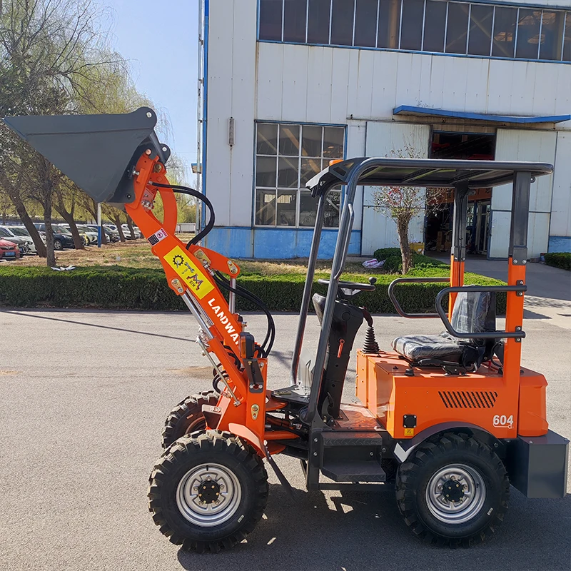 Nieuw Ontwerp Elektrische Lader 800 Kg 400 Kg Elektrische Mini 4X4 Wiellader Batterij 0.8 Ton Elektrische Lader Fabriek Aangepast