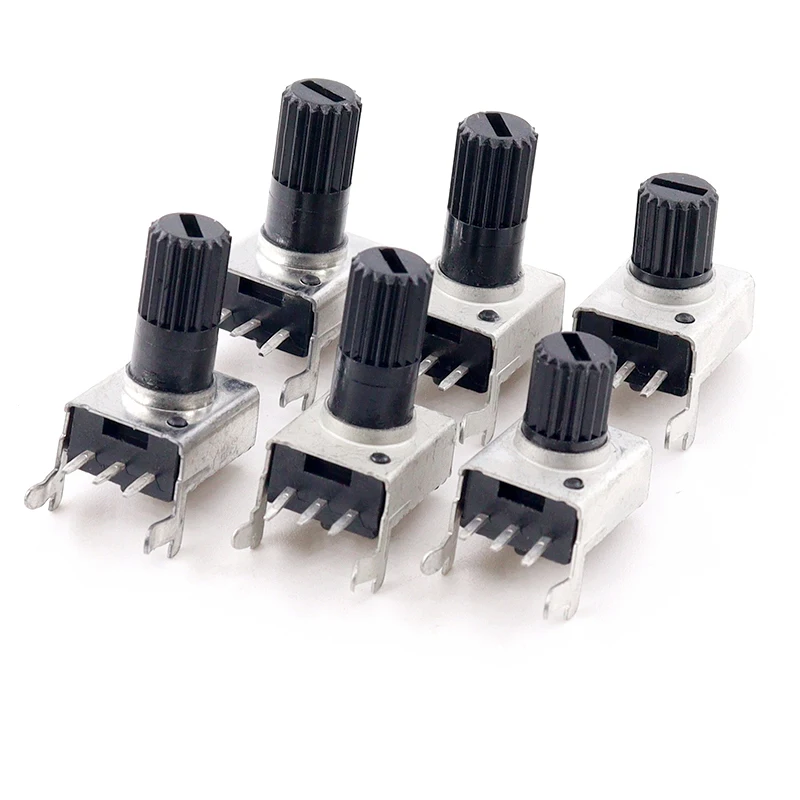 10pcs RV09 Horizontal 12.5mm Shaft 3pin Potentiometer B102 1K 2K 5K 10K 20K 50K 100K 500K B103 B503 0932 Adjustable Resistor