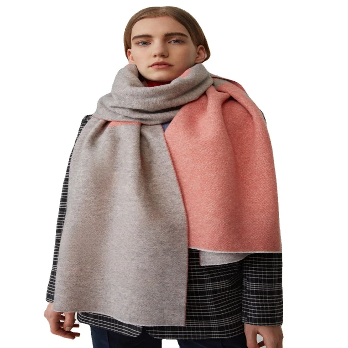 Cachecol de lã quente com estampa de letras, cachecol retangular térmico nórdico ac sle outono inverno para homens e mulheres