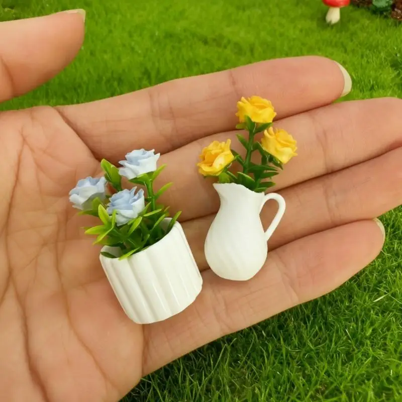 Simulation Green Potted Plants Miniature For Dollhouse Micro Landscape Scene DIY Home Table Decor