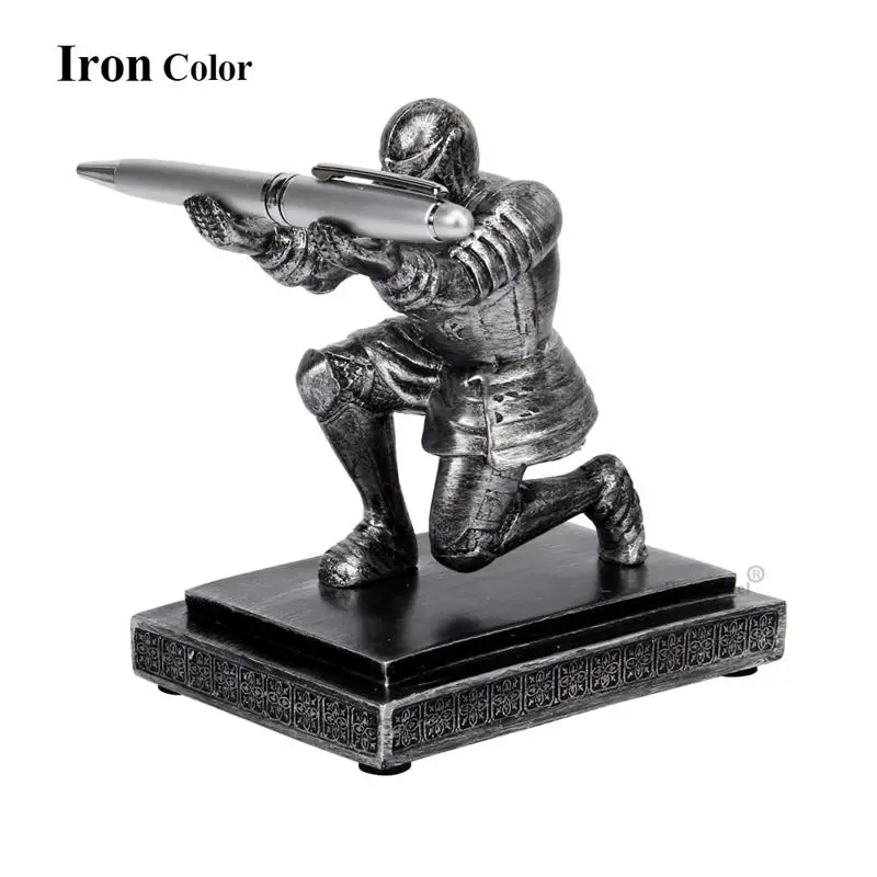 NEW Knight Pen Holder Executive Soldier Figurine Pencil Stand for Office Accessories deco Pen Stand Desk Organizer Pencil Holder