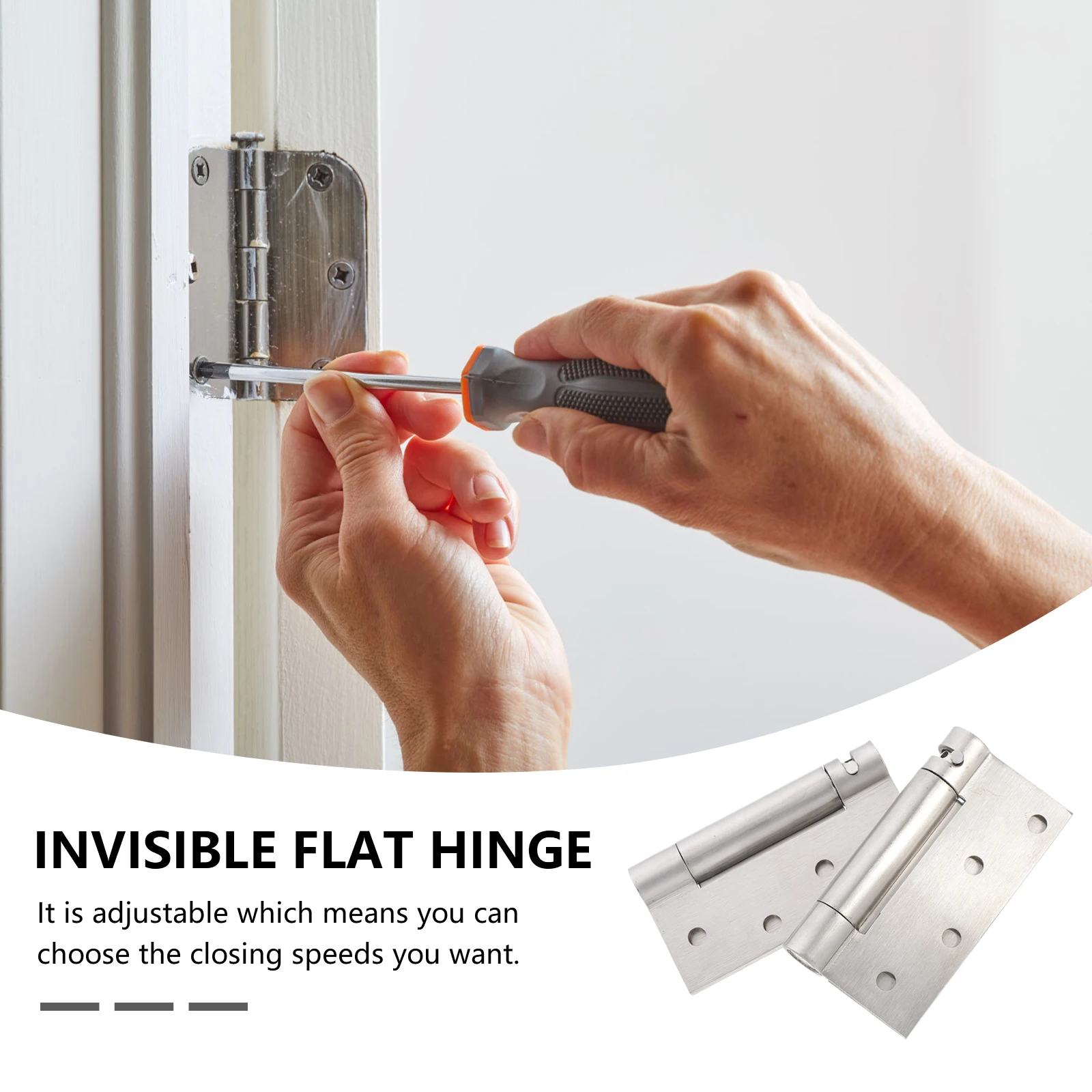 

2pcs Single Spring Hinges Stainless Steel Self Closing Cabinet Heavy Duty Adjustable Smooth Hardware