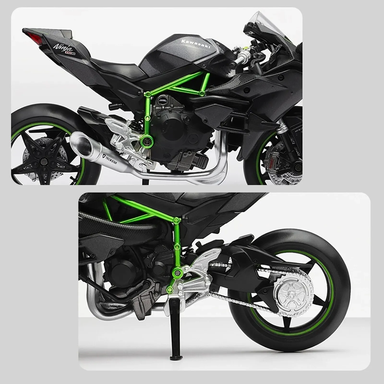 CCA skala 1:12 Die Cast Model sepeda motor untuk Kawasaki Ninja H2R, Model sepeda motor, anak-anak Moto mainan atau koleksi, pacar laki-laki