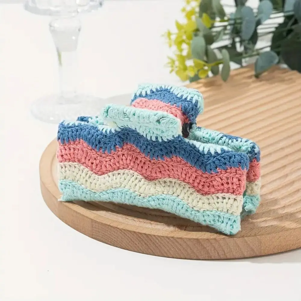 

Flower Floral Knitted Crab Clip Hollow Out Strawberry Embroidered Crochet Shark Clip Headwear Hair Accessories