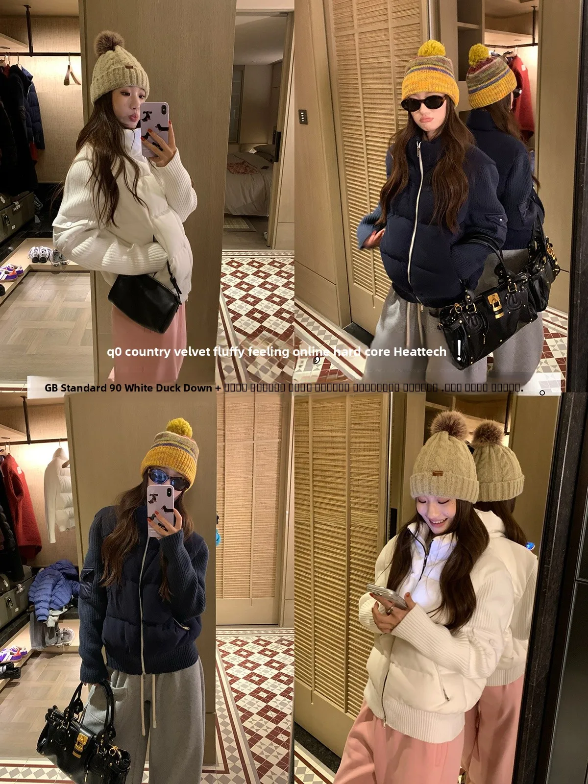 

Women's 90 down Jaet Xianai No Spicy New National Stand Color Blo Warm Top Coat Casual Fit Long Sve Zipper Closure