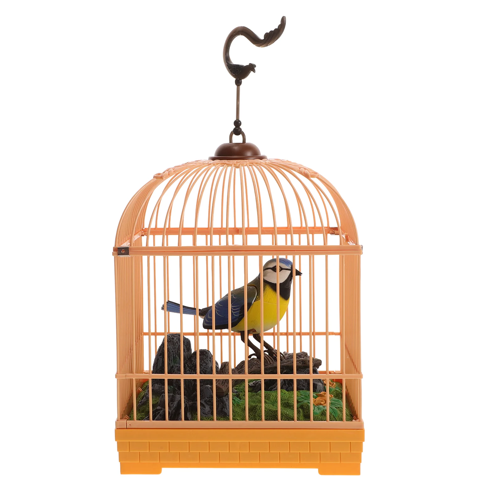 

Sound Activated Birdcage Toy Realistic Singing Bird Motion Plastic Chirping Parrot Interactive Voice Control Mini Portable