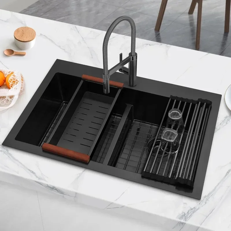 Double Bowl Kitchen Sinks Kitchen Sinks Low Cutout Undermount Kitchen Sinks (with Accessories) Stainless Steel Sink