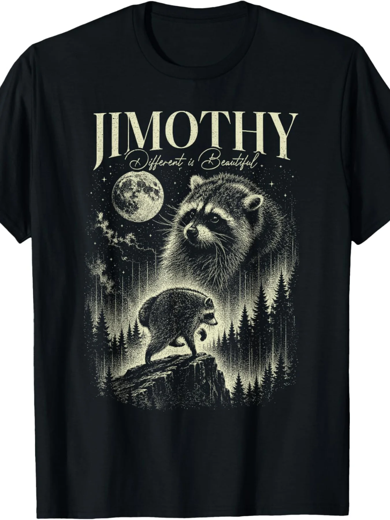 Men' & Women' Jimothy Raccoon Meme T-Shirt - Viral JIMOTHY Graphic Tee with Iconic Raccoon Face Print, Loose Fit Casual Shirt Suitable for Seasons, Machine Washable Funny Apparel for