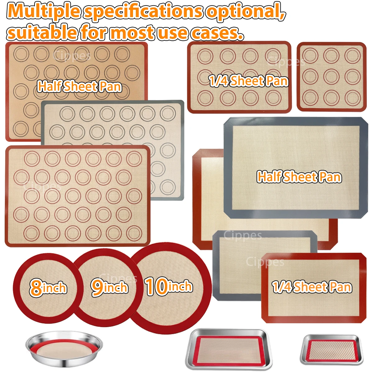 1/2PCS Silicone Baking Mats for Oven, Reusable Non Stick Heat Resistant Bakeware Sheet Liner, for Pastry, Cookie, Macaron, Cakes