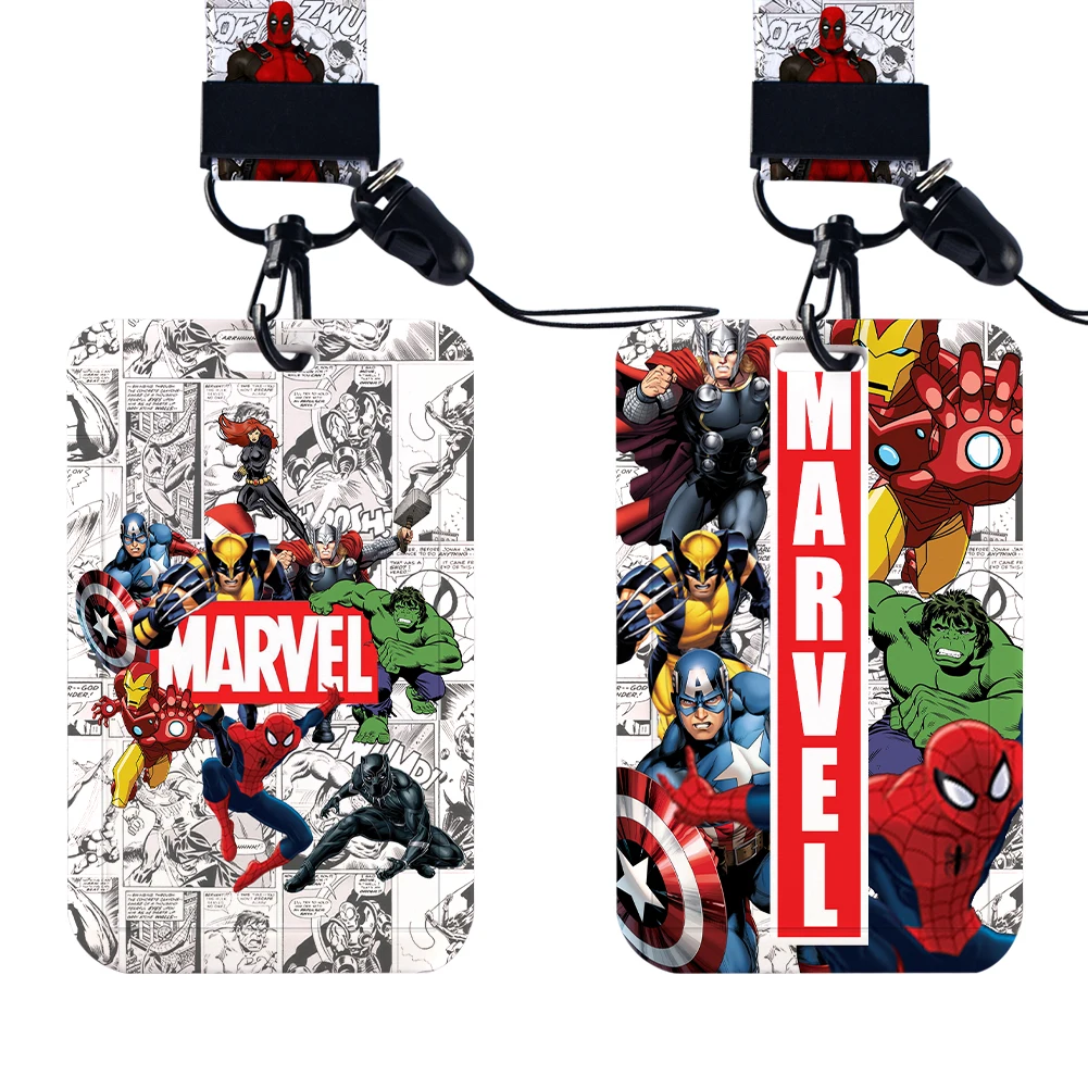 Marvel Movie Characters Heroes ABS Card Cover Student Campus Hanging Neck Bag Card Holder Lanyard ID Card Holders Keychain