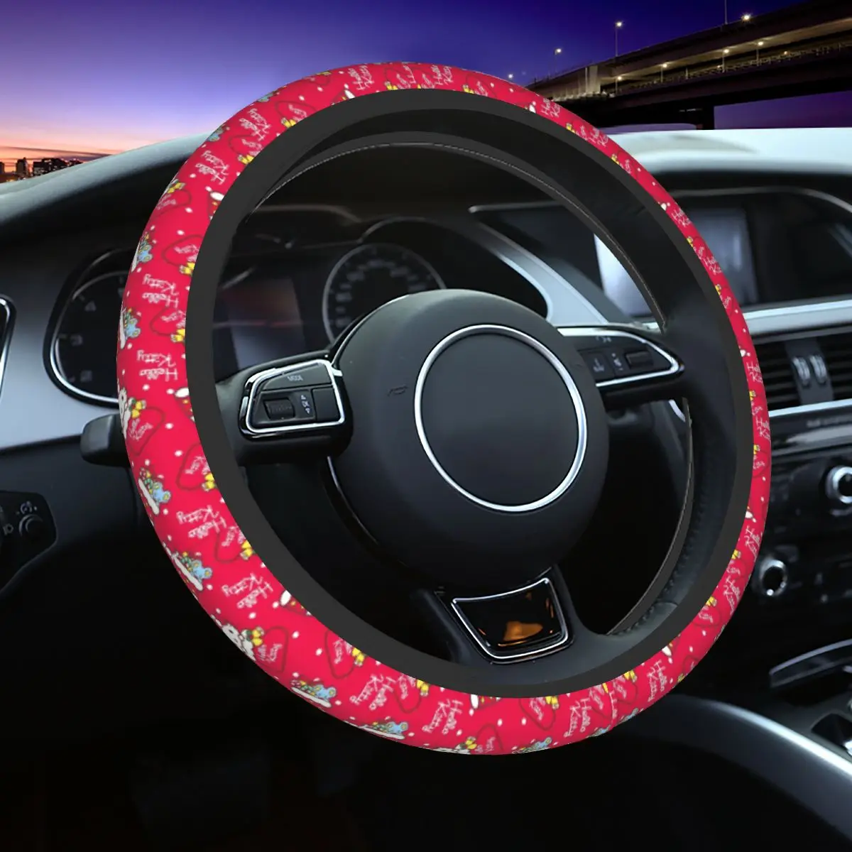 37-38 Car Steering Wheel Cover Christmas Hello Kitty Soft Auto Decoration Fashion Steering-Wheel Accessories