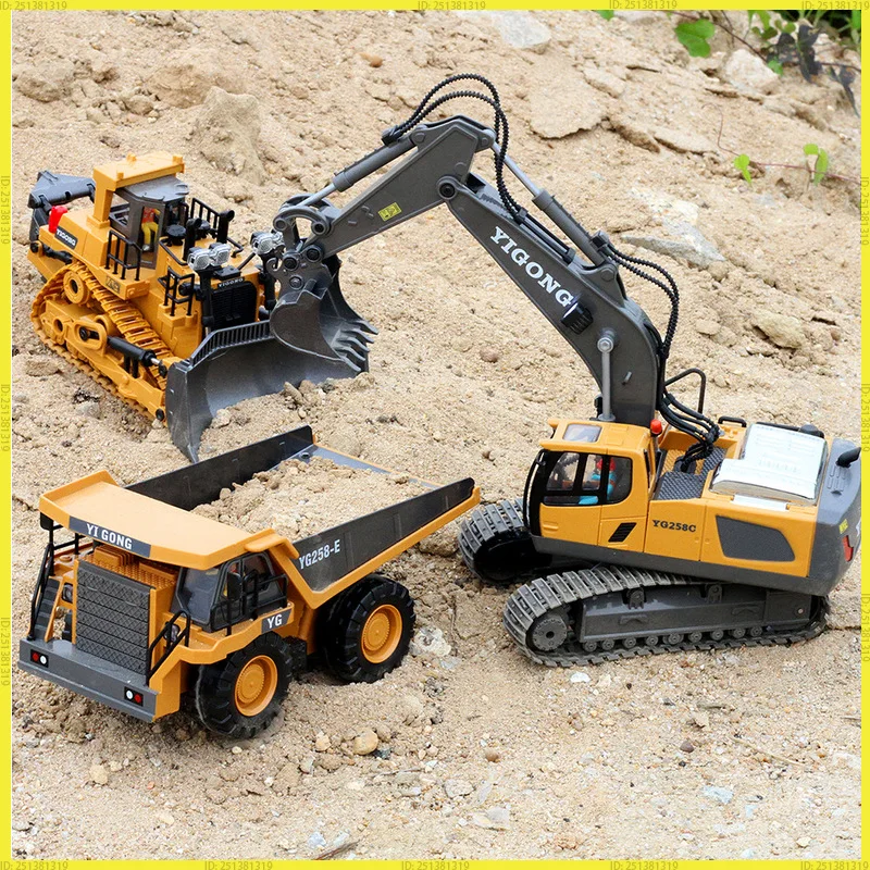 

Remote Control Excavator Dump Truck 2.4G RC Model Car Toy Professional Alloy Plastic Simulation Construction Vehicle for Kids