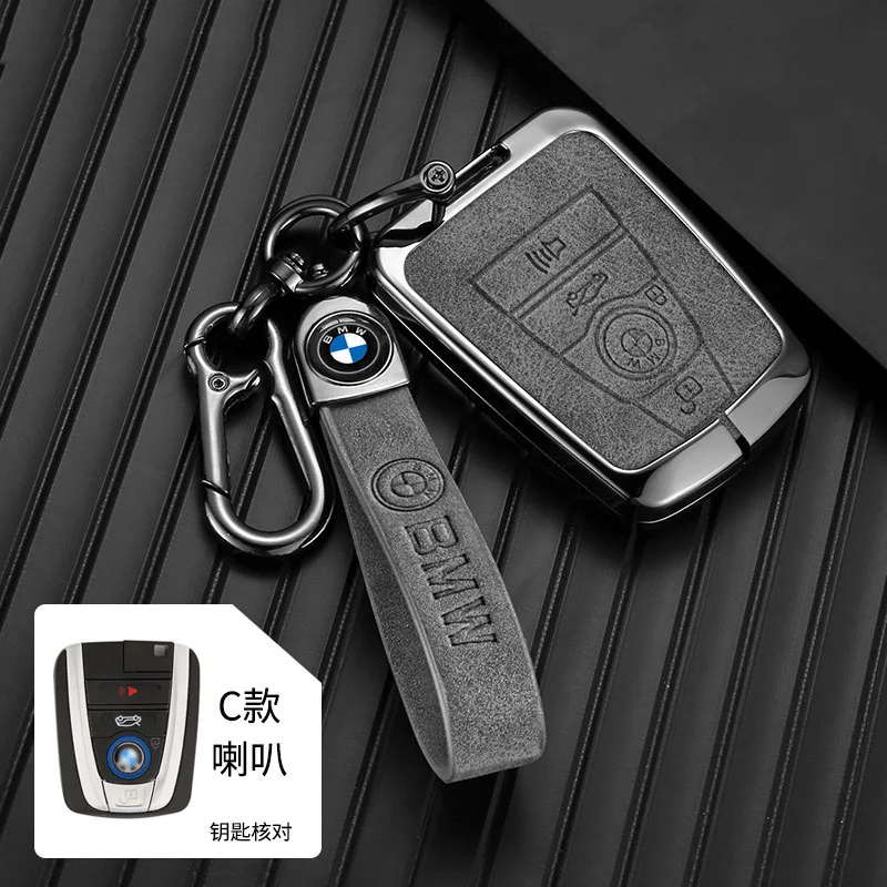 

Zinc Alloy +Leather Car Smart Renmote Key Case Cover For BMW I3 I8 Series Protection Holder Shell Keychain Interior Accessories