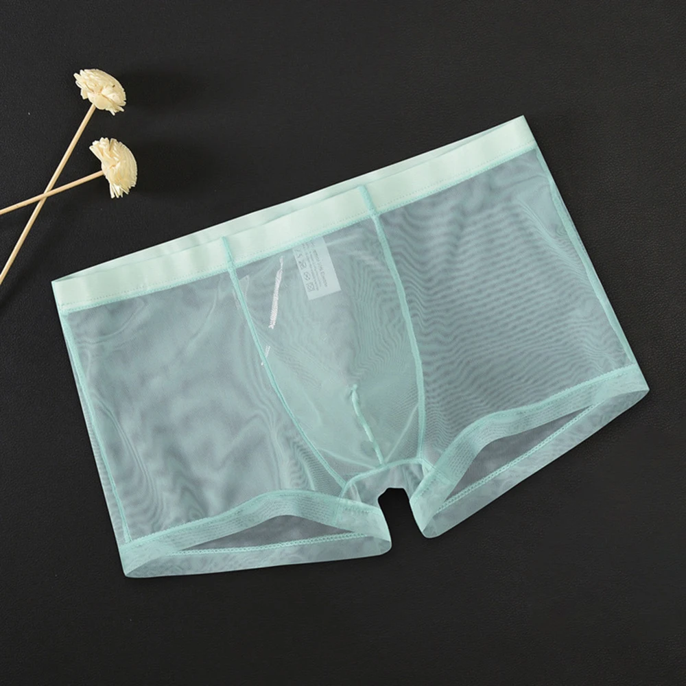 

Underwear Briefs White Black Sapphire Sexy Shorts Transparent Trunks Underpant Gray Light Blue L~2XL Men's Mesh