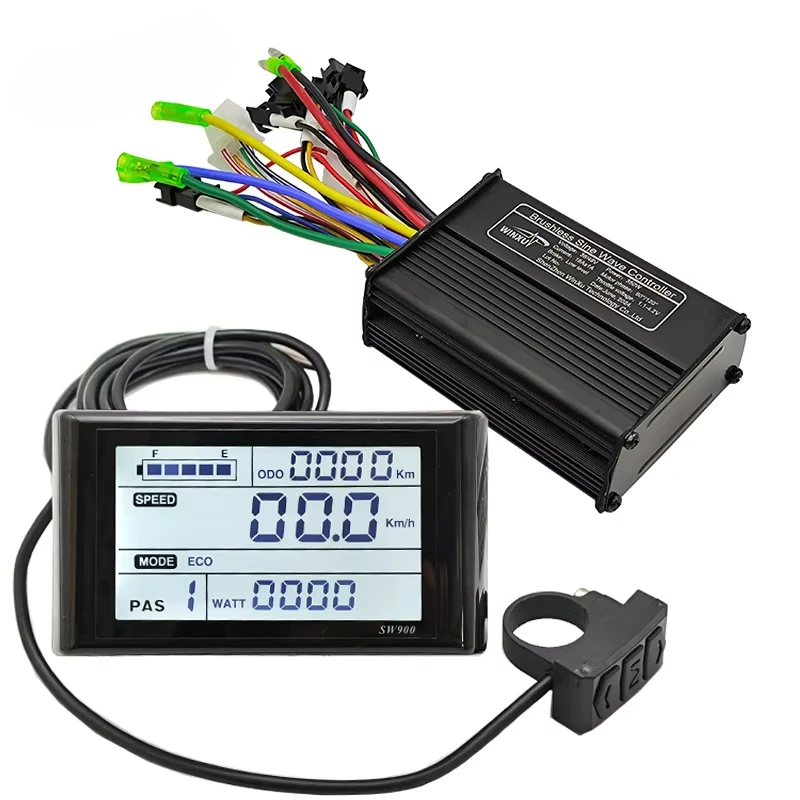 36V 48V 350W 18A Ebike FOC Sine Wave Brushless Motor Drive Universal Controller SW900 LCD Display Kit for Electric Bike Scooter