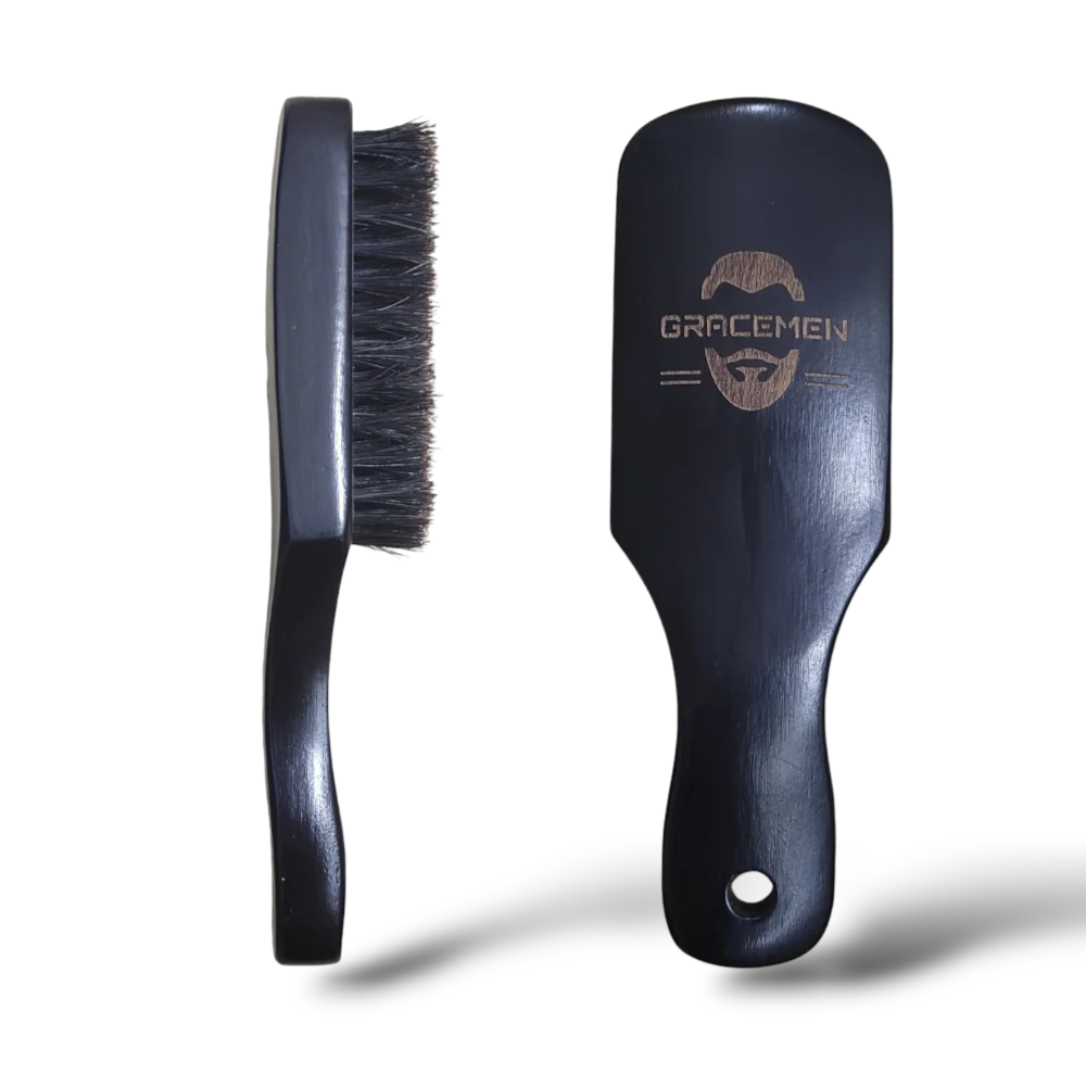 

The Gracemen Wood Handle Beard Brush Black Color 100% Boar Bristle Men Beard Cleaning Brush Hair Stylist Comb Facial Brush