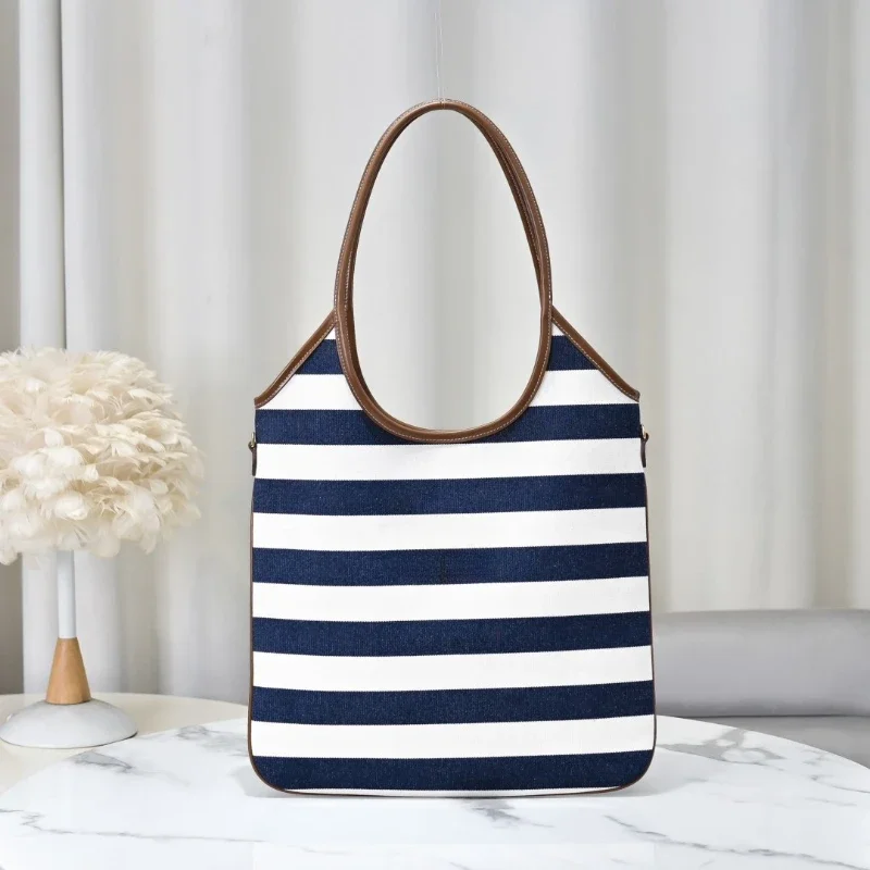 

Роскошные дизайнерские сумки высокого качества, женская полосатая сумка-тоут, большая вместительная сумка, сумки на плечо известного бренда, тренд 2025 года