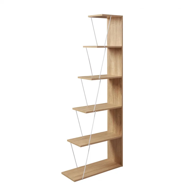 custom.Factory Direct Shelves Easy Installation Light Wood Grain Style Storage Rack Books and Groceries Living Room Bookshel