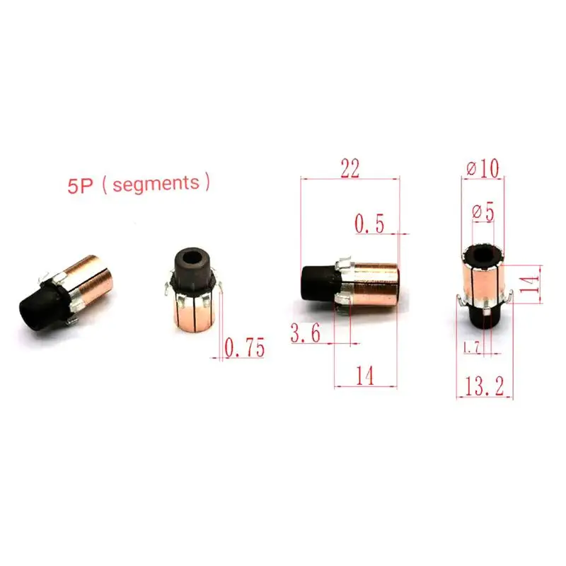 

NEW 1/5Pcs 10*5*14mm Hook-type Copper Commutator Micro Motor Commutator Rectifier Directional Copper Heads