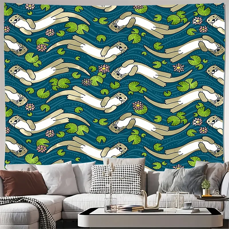 Ocean Otter Tapestry Wall Hanging Nature Forest Animal Home Decor Room Aesthetic Bedroom Dorm Wall Art Gift