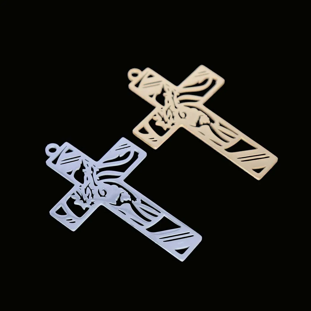 New fashion stainless steel cutout cross Jesus pendant necklace bracelet Keychain pendant accessories