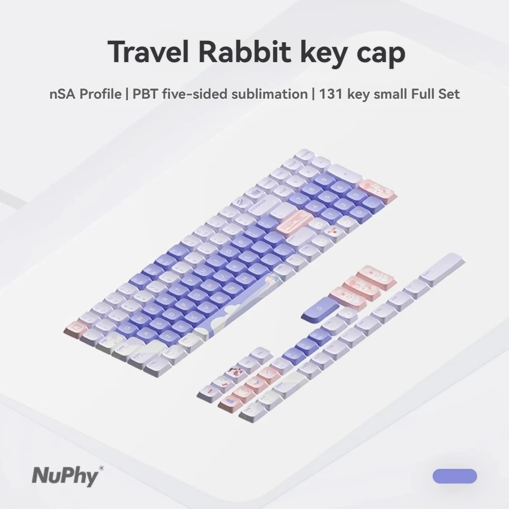

Набор колпачков для клавиш NuPhy Travel Bunny, 131 клавиш, милый колпачок для клавиатуры на заказ, колпачок для клавиатуры с профилем NSA, аксессуары для механической клавиатуры