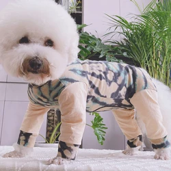 Pet Dog Jumpsuit Puppy Clothes Thin 100%Cotton Protect Belly Pajamas Back Traction Buckle Printed Overalls For Small Dogs Poodle