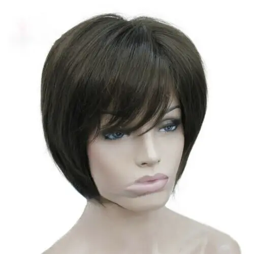 Peluca completa de Cosplay de pelo liso corto Natural para mujer