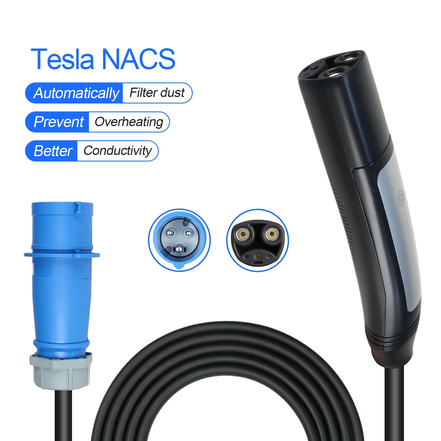 مع CEE TS التوصيل 5 متر كابل EVSE صندوق شحن NACS صندوق الحائط للسيارات الكهربائية Nacs TS شاحن EV المحمول 7.2KW 32A 3 المرحلة
