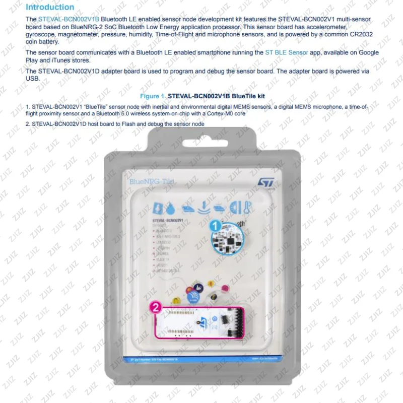 STEVAL-BCN002V1B Kit de desarrollo de nodos de sensor Bluetooth LE - Sensores integrados, fácil integración
