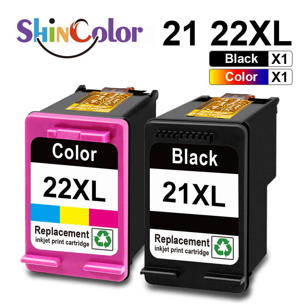 ShinColor 21 21XL 22 22XL Remanufactured Color Ink Cartridge For HP21 For HP22 For HP Deskjet D1468 D1520 D1420 D1560 Printer