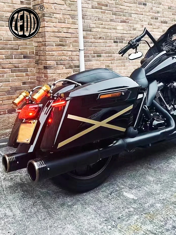 Fits Harley Street Glide Road Glide Ultra Limited Road King Motorcycle Modified Brass Rear Exhaust Pipe Upgrade Thickened 96-25