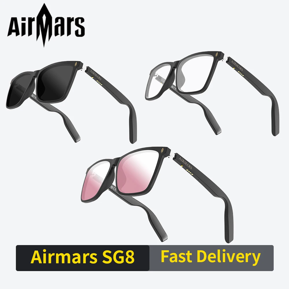 AirMars Smart Glasses Wireless Bluetooth Earphones Sunglasses Outdoor Sports Earphones Hands-free Call Music Glasses