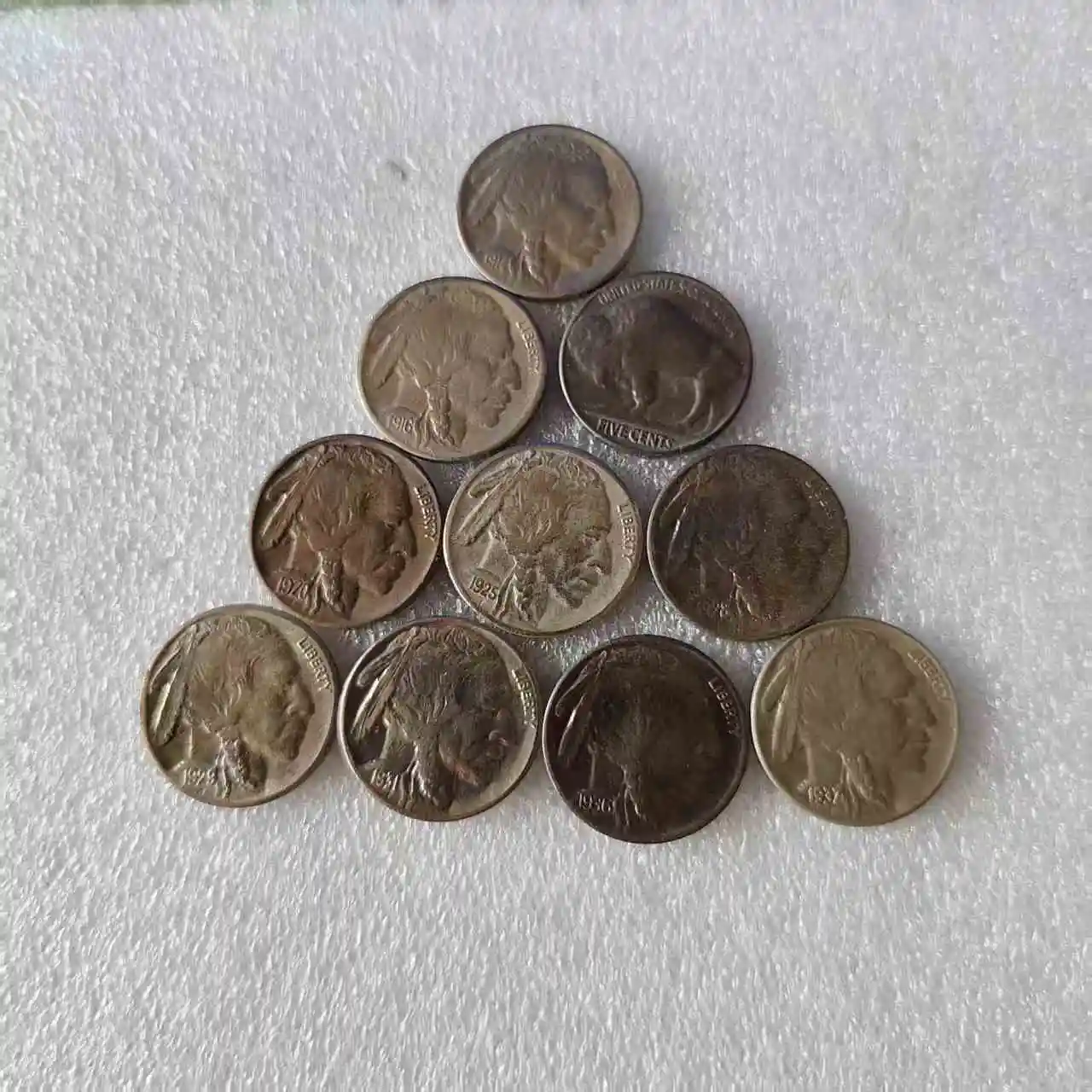 Conde de Diez Nickels Circulados O UNC Buffalo 1913 al 1938 Fino