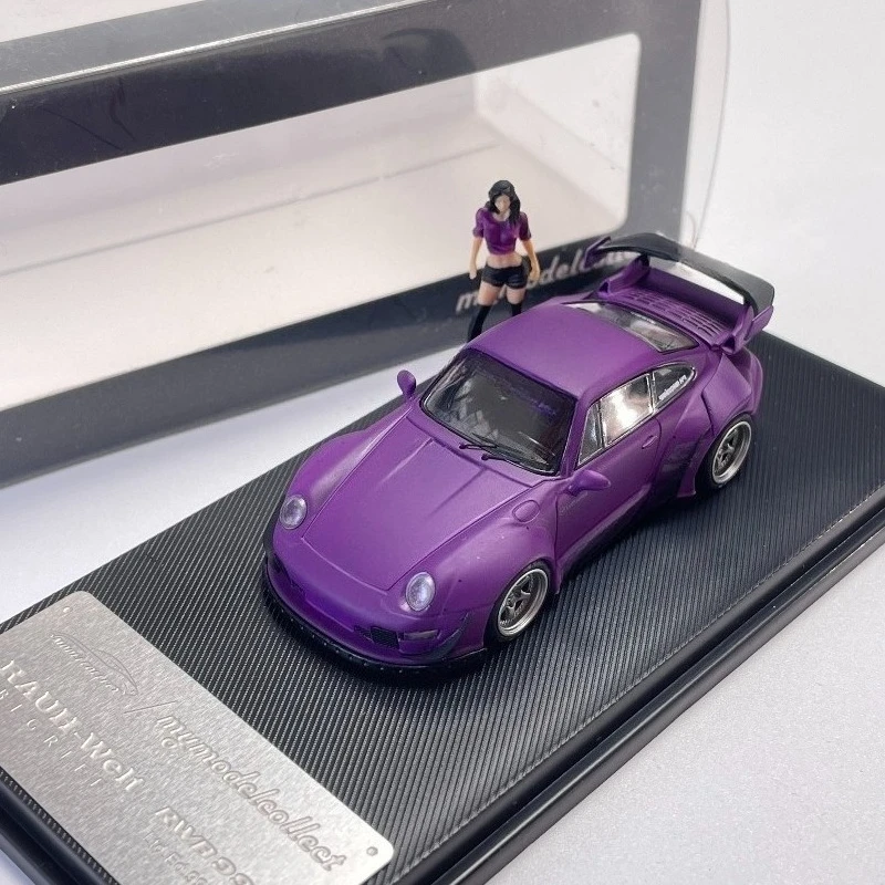 for MC Porsche 993 High Wing Matte Purple Painting + Delivery Doll 1:64 Alloy Car Model Collectible Ornament